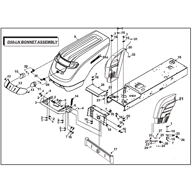 Countax D50LN Lawn Tractor 2007 (2007) Parts Diagram, Bonnet Assembly