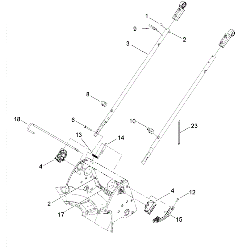 Hayter R53 Recycling Lawnmower (448E290000001 - 448E290999999) Parts Diagram, Lower Handle Assembly