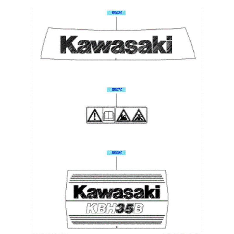 Kawasaki KBH35B (HA035F-AS50) Parts Diagram, Labels
