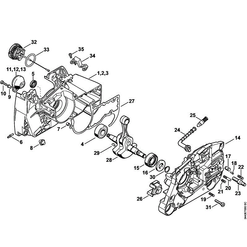 Stihl MS 461 CHAINSAW (MS 461) Parts Diagram, MS461-A CRANKCASE