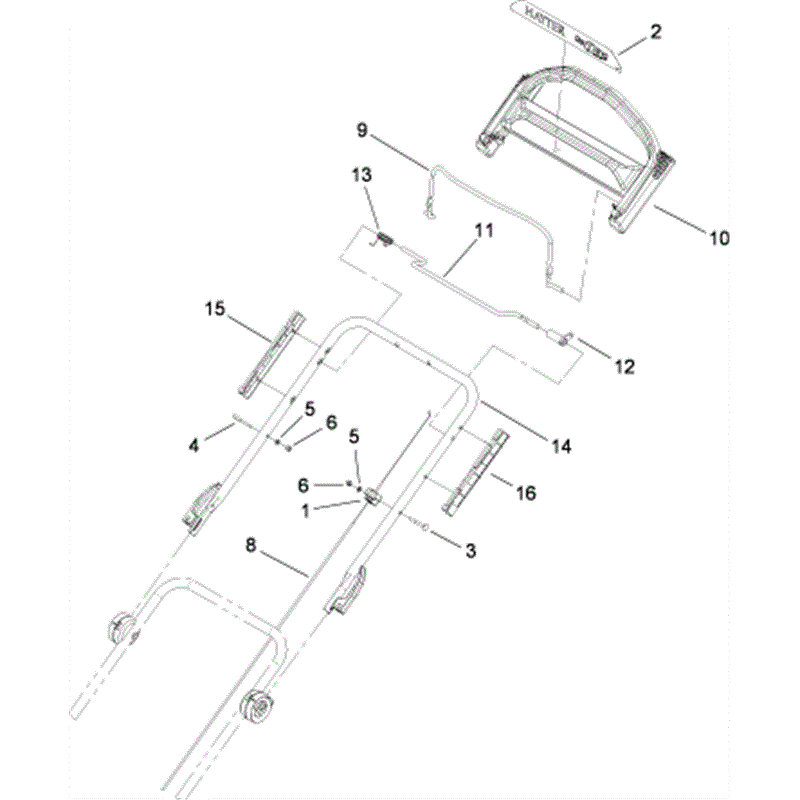 Hayter R48 Recycling (446) (446E290000001 - 446E290999999) Parts Diagram, Upper Handle Assembly