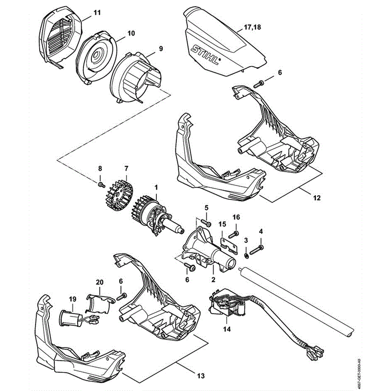 Stihl FSA 130R Cordless Brushcutter (FSA 130R) Parts Diagram, A ELECTRIC MOTOR