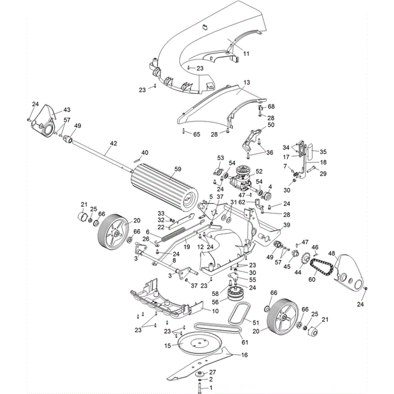 Hayter Spirit 41 Autodrive Rear Roller Lawnmower (619) (619J315000001 and up) Parts Diagram, Lower Assembly