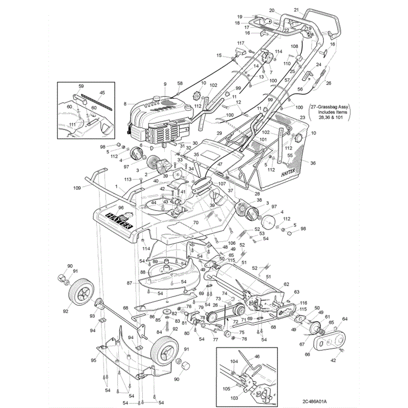 Hayter Harrier 48 (486) Lawnmower (486A001001-486A099999) Parts Diagram, Mainframe Assembly