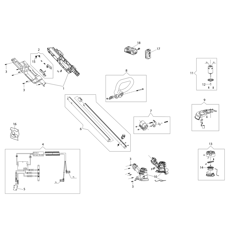 Oleo-Mac BC 200 li-Ion (BC 200 Li-Ion) Parts Diagram, Complete illustrated parts list