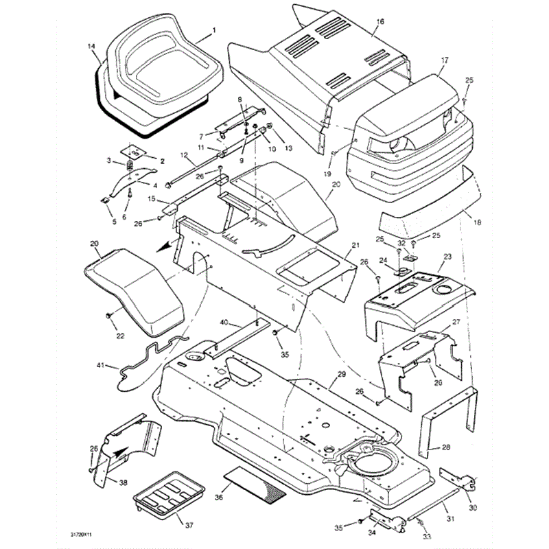 Hayter 12/30 (12-30) Parts Diagram, Chassis and Hood