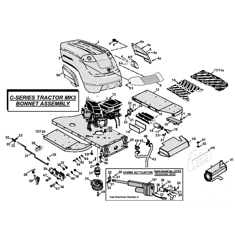 Countax C Series Honda Lawn Tractor  2008 (2008) Parts Diagram, MK3 Bonnet Assembly