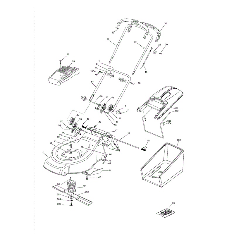 Mountfield 46PD Petrol Rotary Mower (01-2004) Parts Diagram, Page 1