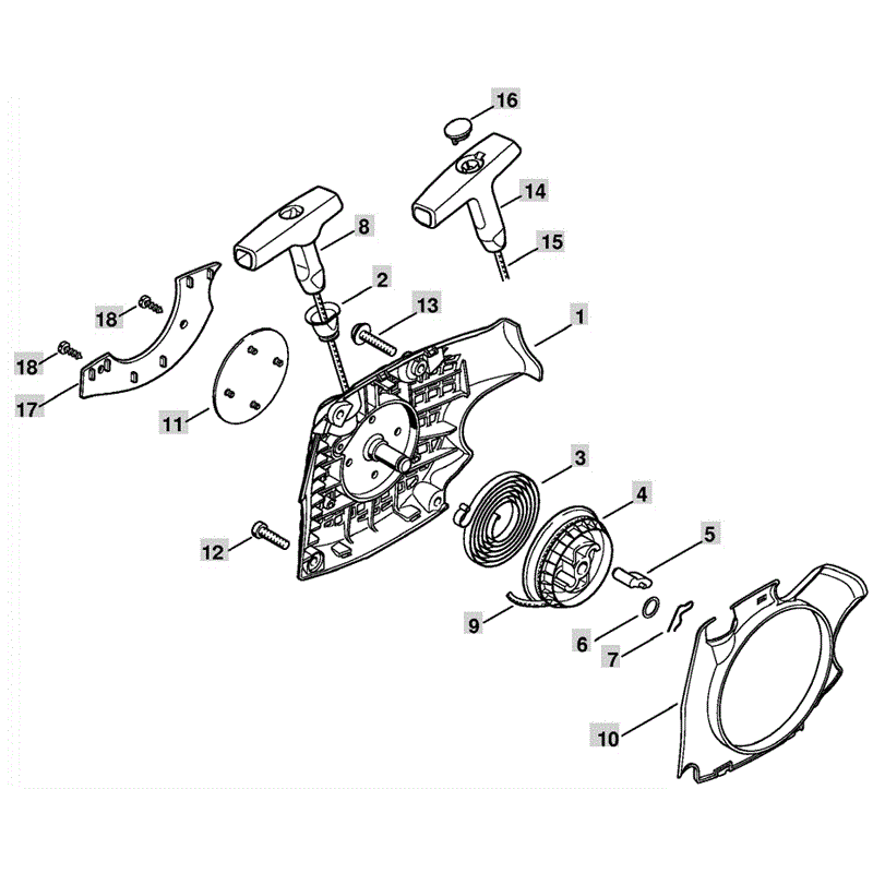 Stihl MS 181 Chainsaw (MS181C) Parts Diagram, Rewind Starter