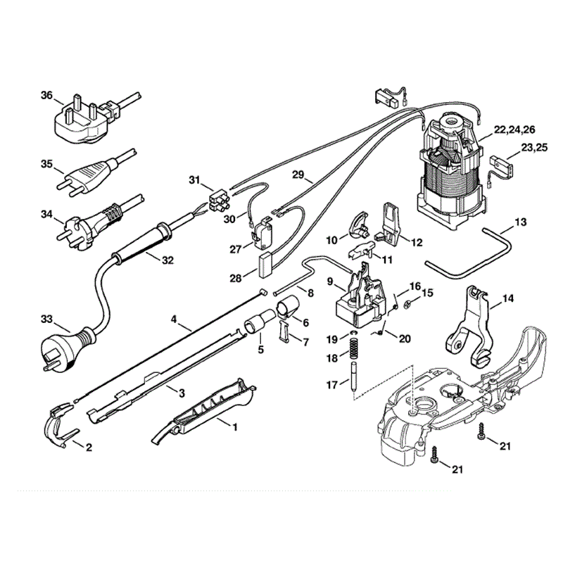 Stihl HSE 71 Electric Hedgetrimmer (HSE 71) Parts Diagram, Electric Motor