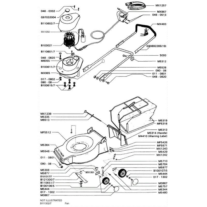 Mountfield Laser/Mascot Electric (MP86103) Parts Diagram, Page 1