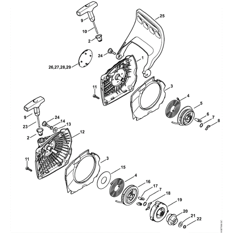 Stihl MS 251 Chainsaw (MS251) Parts Diagram, Rewind Starter