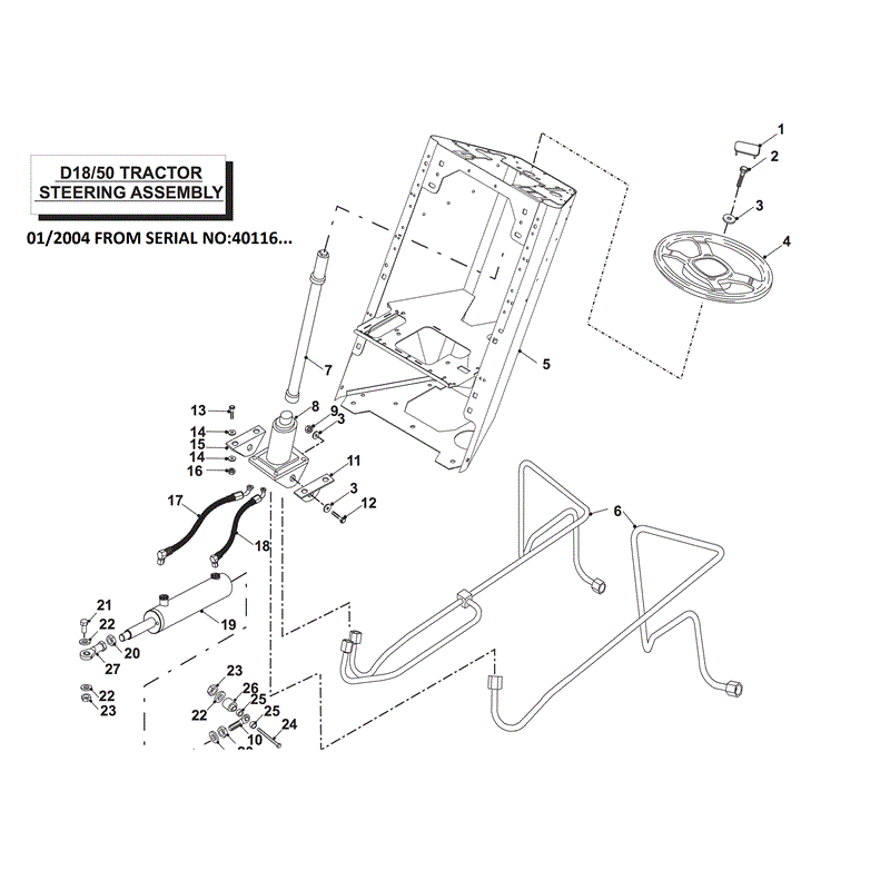 Countax D18-50 Lawn Tractor 2004 -  2006  (2004 - 2006) Parts Diagram, STEERING ASSEMBLY