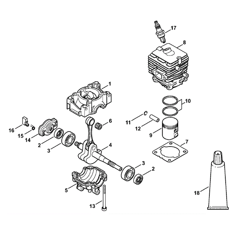 Stihl FS 70 Brushcutter  (FS70RC) Parts Diagram, Crankcase, Cylinder