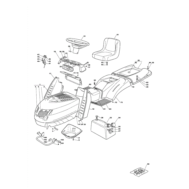 Mountfield 2040H Lawn Tractor  (01-2005) Parts Diagram, Page 4