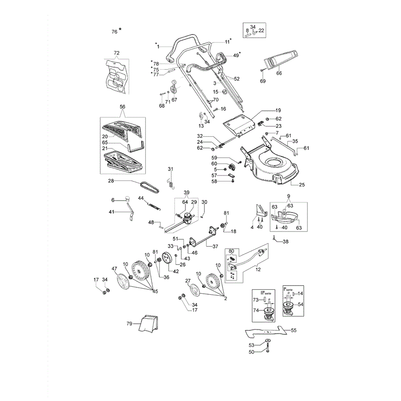 Efco LR 48 TH Comfort Honda Engine Lawnmower (LR 48 TH Comfort) Parts Diagram, LR 48 TH Comfort