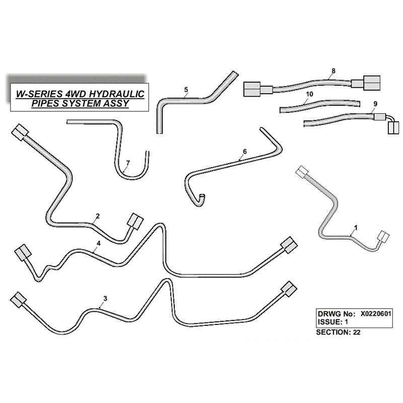 Westwood 2007 W Series Lawn Tractors (2007) Parts Diagram, 4WD Hydraulic Pipes System assy