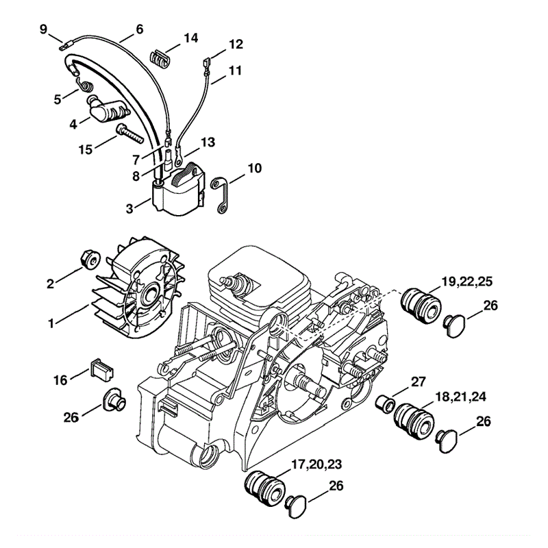 Stihl MS 170 Chainsaw (MS170C-E) Parts Diagram, Ignition System AV System