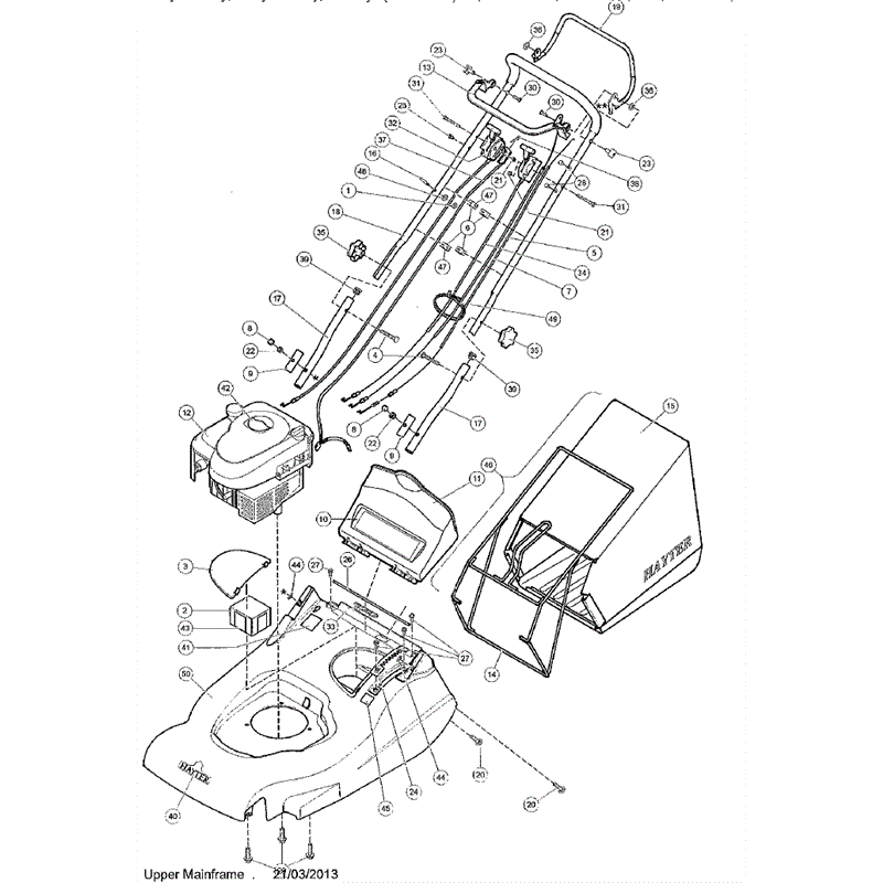 Hayter Harrier 48 (490) Autodrive  (490F290000001-490F290999999) Parts Diagram, Upper Mainframe