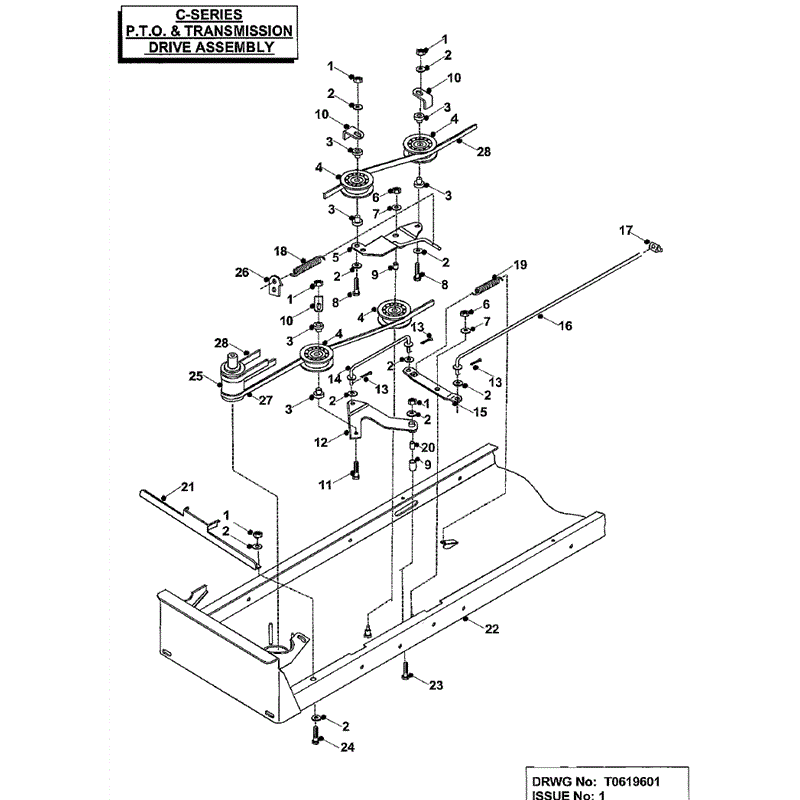 Countax C Series MK 1-2 Before 2000 Lawn Tractor  (Before 2000) Parts Diagram, P.T.O.&Transmission Drive Ass'y