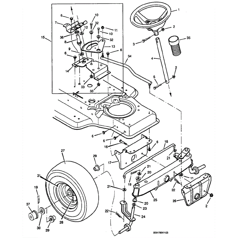 Hayter 12/30 (143P001001-143P099999) Parts Diagram, Steering