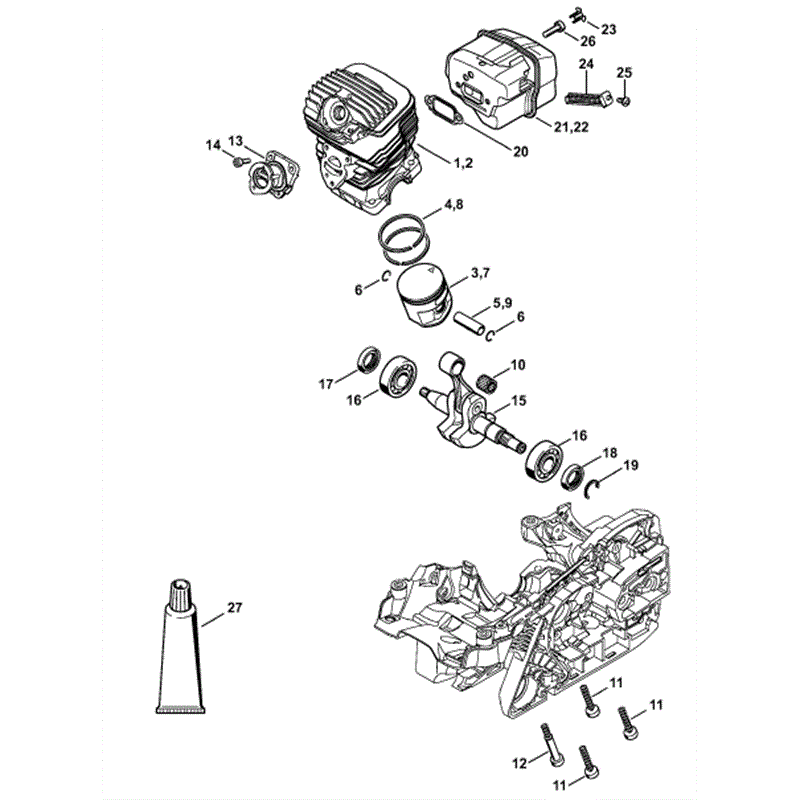 Stihl MS 271 Chainsaw (MS271 Z) Parts Diagram, Cylinder