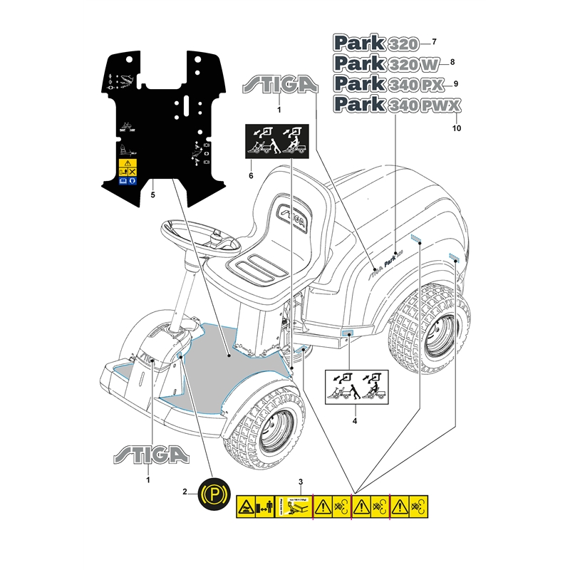 Stiga Park 340 PWX (2F6130621-S18 [2018-2019]) Parts Diagram, Labels_0