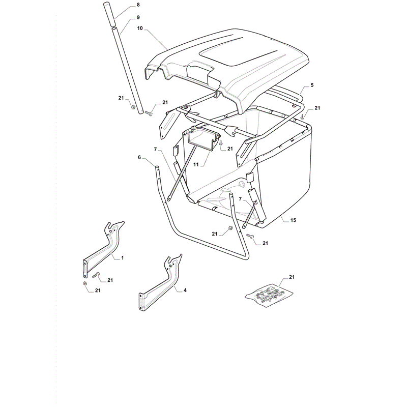 Castel / Twincut / Lawnking XDC140HD (2012) Parts Diagram, Grasscatcher