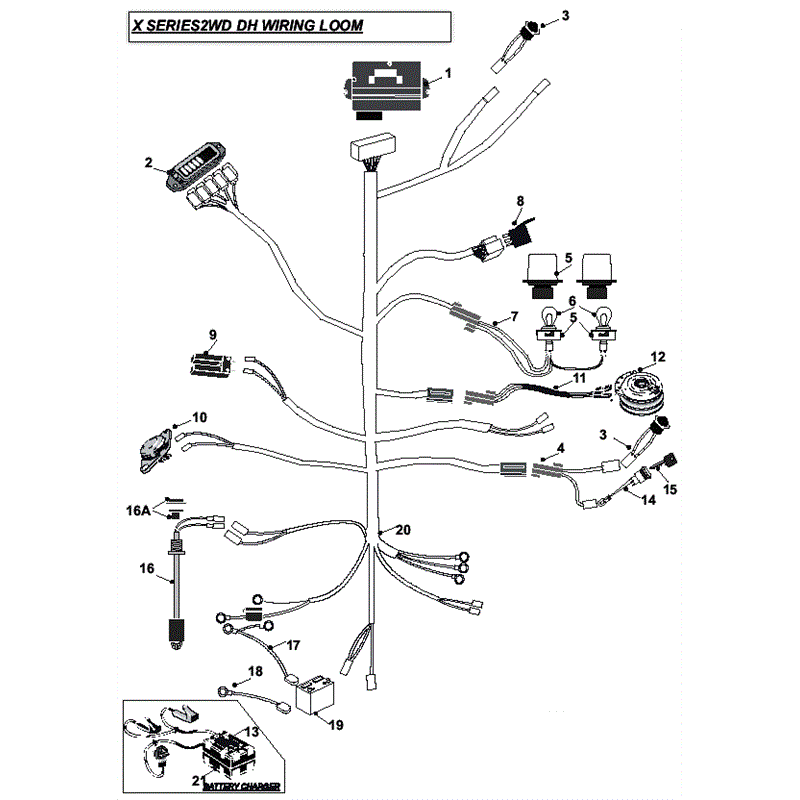 Countax X Series Rider 2011 (2011) Parts Diagram, 2WD Manual Wiring Loom