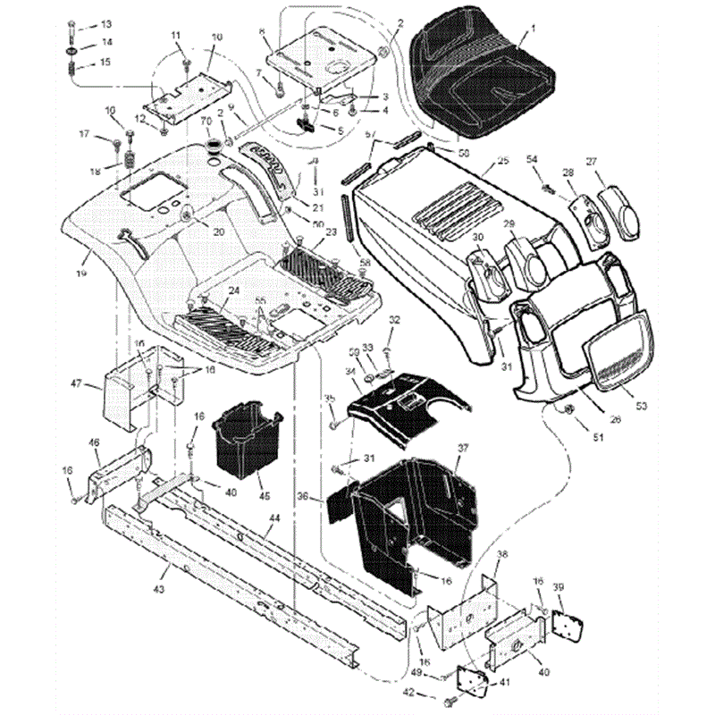 Hayter 13/30 (131B001001-131B099999) Parts Diagram, Chassis & Hood
