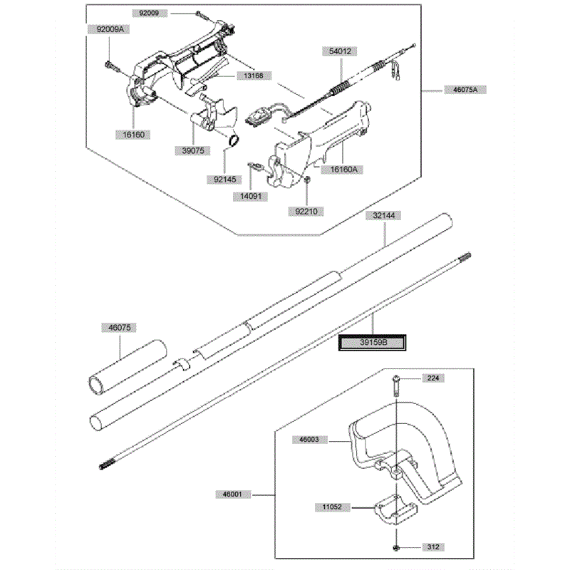 Kawasaki KCL525A (HK525A-AS50) Parts Diagram, Pipe - Handle - Guard
