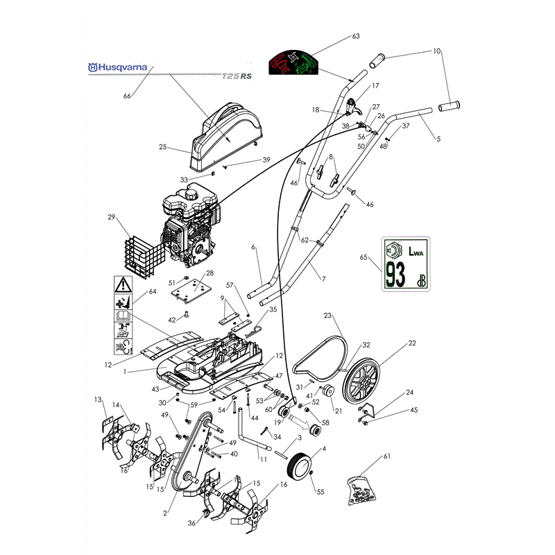 Husqvarna T25RS Cultivator  (2011) Parts Diagram, Page 1