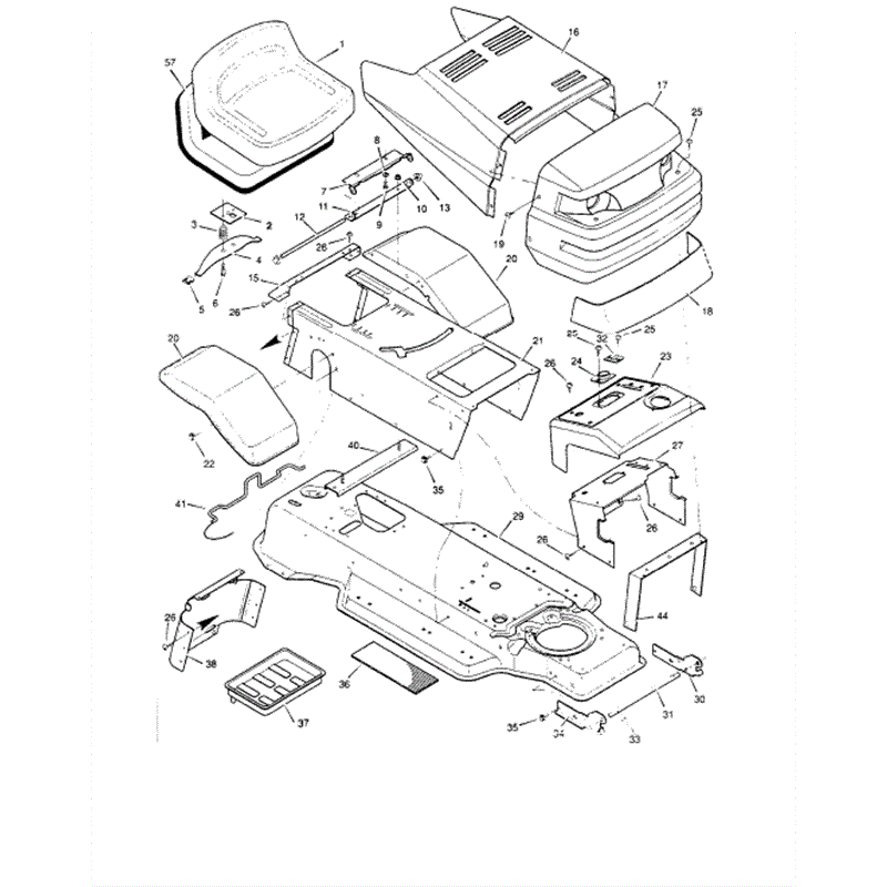 Hayter 12/30 (143S001001-143S099999) Parts Diagram, Chassis and Hood