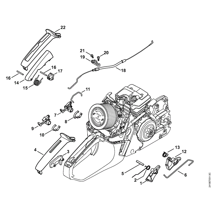 Stihl MS 241 Chainsaw (MS241 CM2-Mix) Parts Diagram, Throttle control