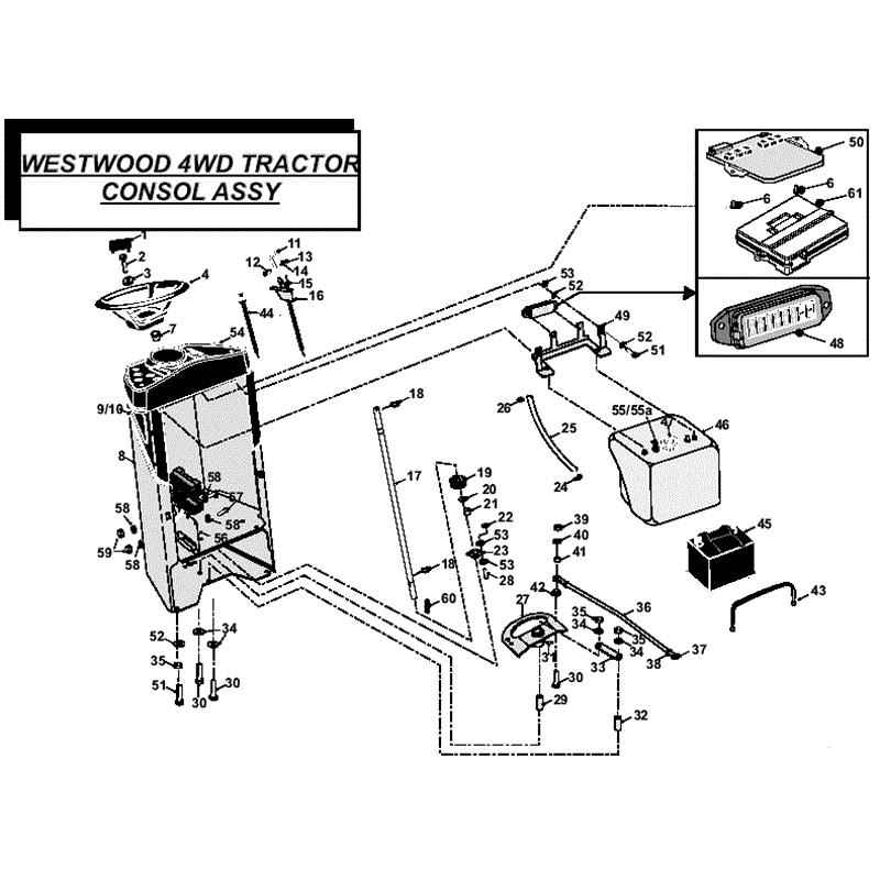 Westwood T Series 4WD B&S From 01/2008 on (2008 On) Parts Diagram, Consol Assembly