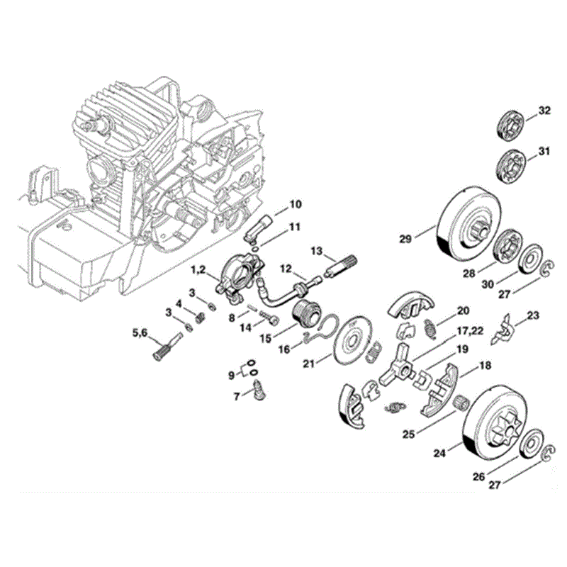 Stihl MS 390 Chainsaw (MS390) Parts Diagram, Oil pump - Clutch