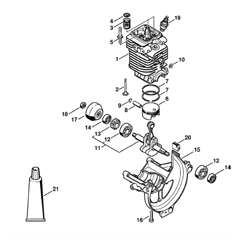 Stihl FS 90 Brushcutter (FS90-R) Parts Diagram, Cylinder, Engine pan