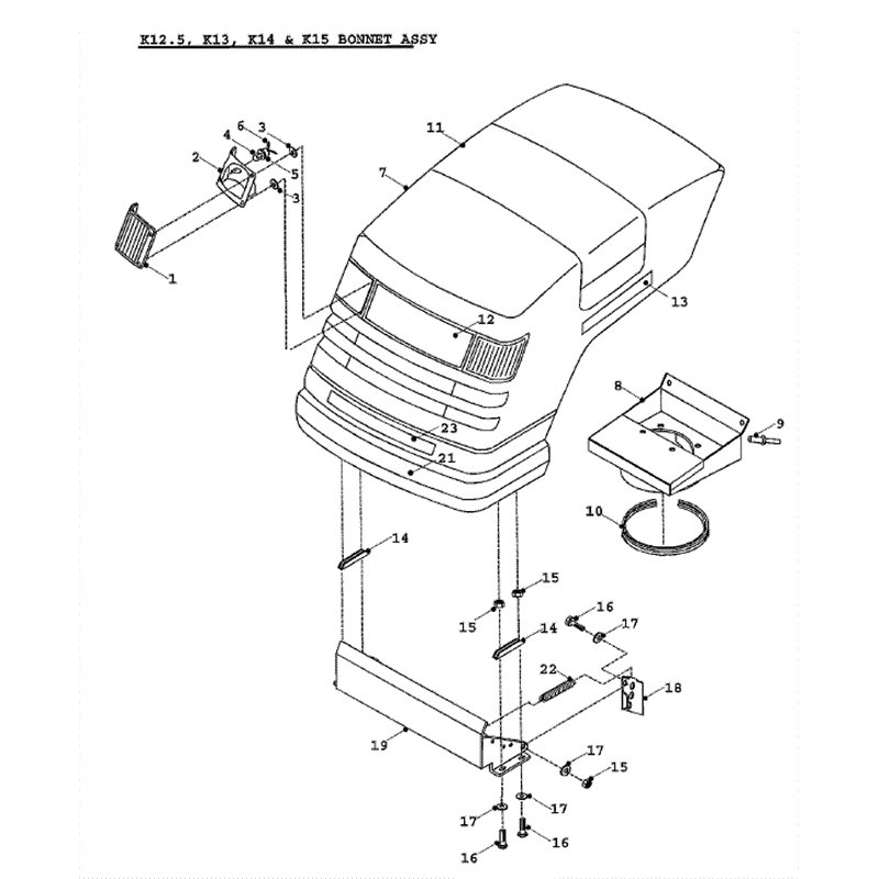 Countax K Series Lawn Tractor 1992-1994 (1992-1994) Parts Diagram, K12.5-K13-K14&K15 Bonnet