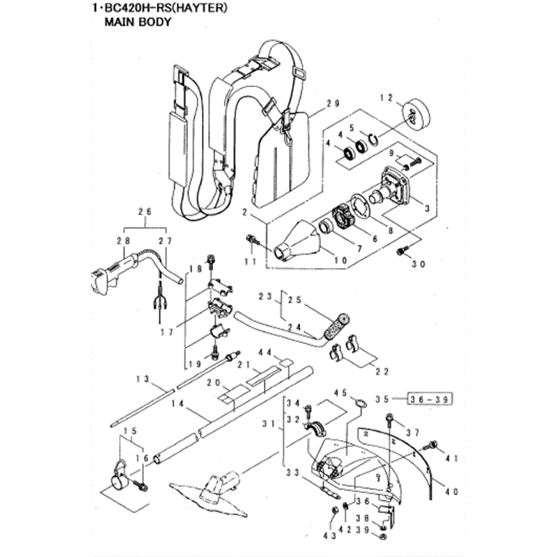 Hayter BC250H-RS Brushcutter (463C) (463C) Parts Diagram, Main Body