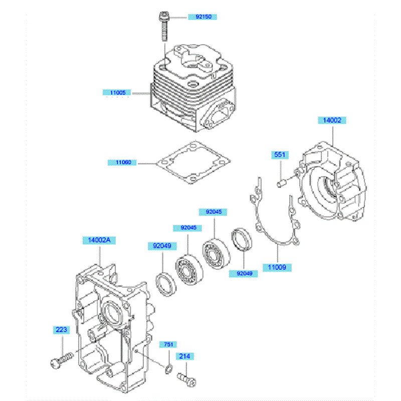 Kawasaki KRB400A (HA400A-BS50) Parts Diagram, Cylinder & Crankcase