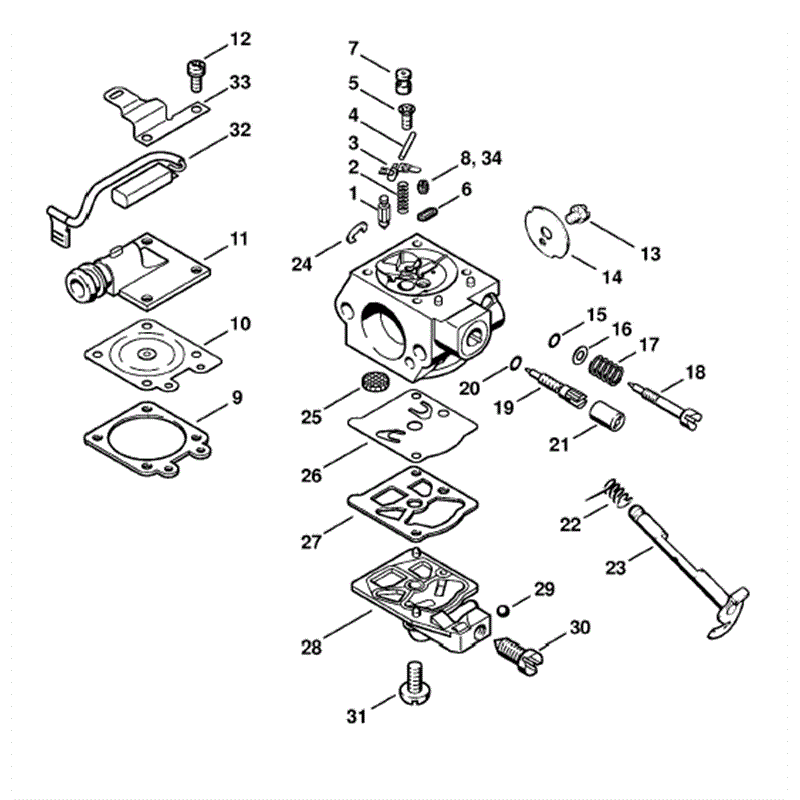 Stihl MS 260 Chainsaw (MS260 D) Parts Diagram, Carburetor WTE-1
