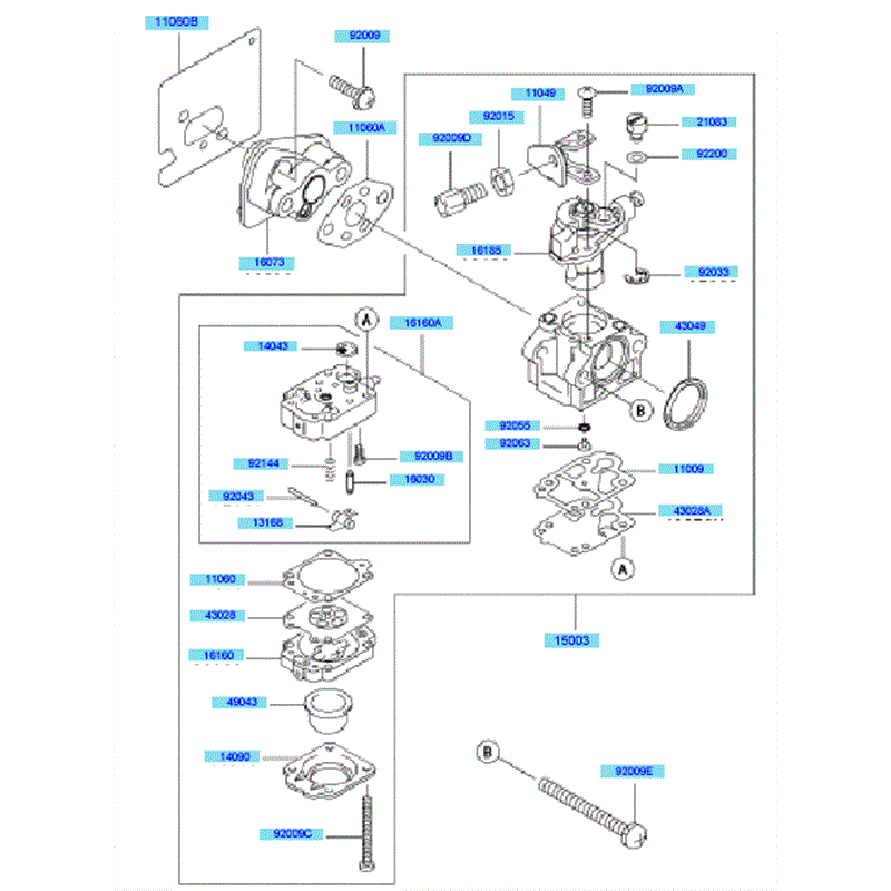 Kawasaki KBL34A (HA034F-BS51) Parts Diagram, Carburetor