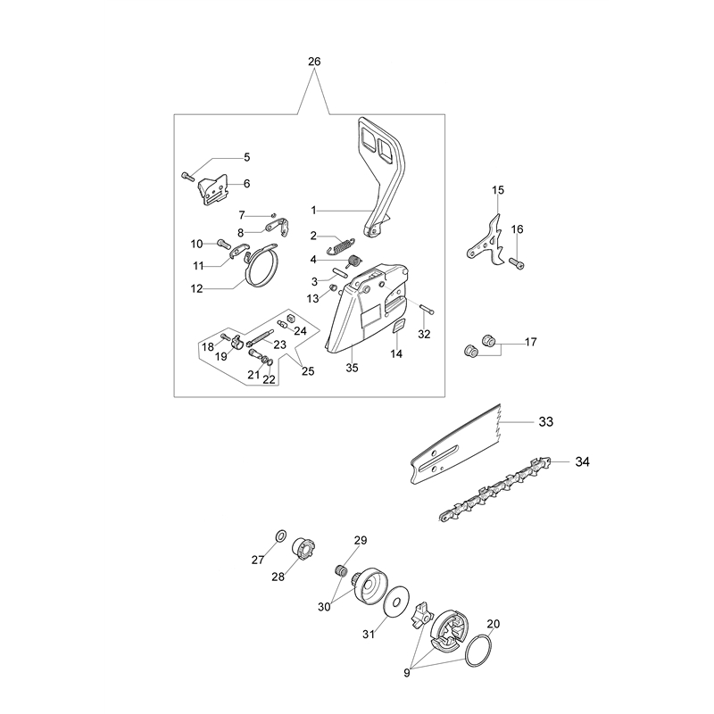 Oleo-Mac 947 (947) Parts Diagram, Clutch and brake