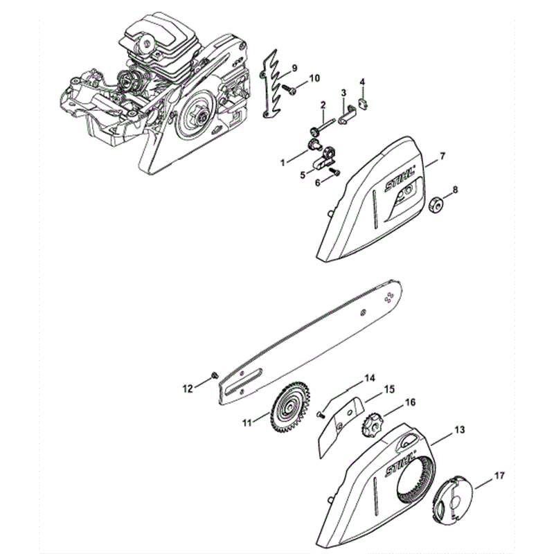 Stihl MS 251 Chainsaw (MS251) Parts Diagram, Chain tensioner