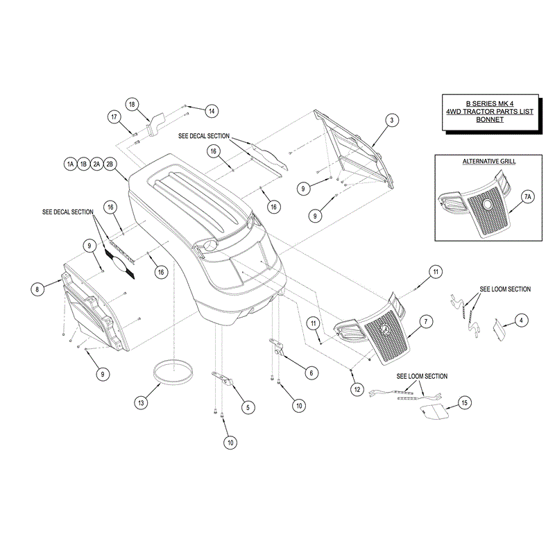 Countax B Series Lawn Tractors  (2014) Parts Diagram, Bonnet