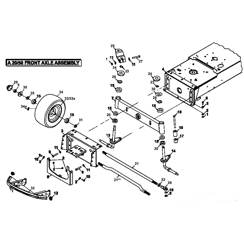 Countax A2050 Lawn Tractor 2007 (2007) Parts Diagram, Front Axle Assembly