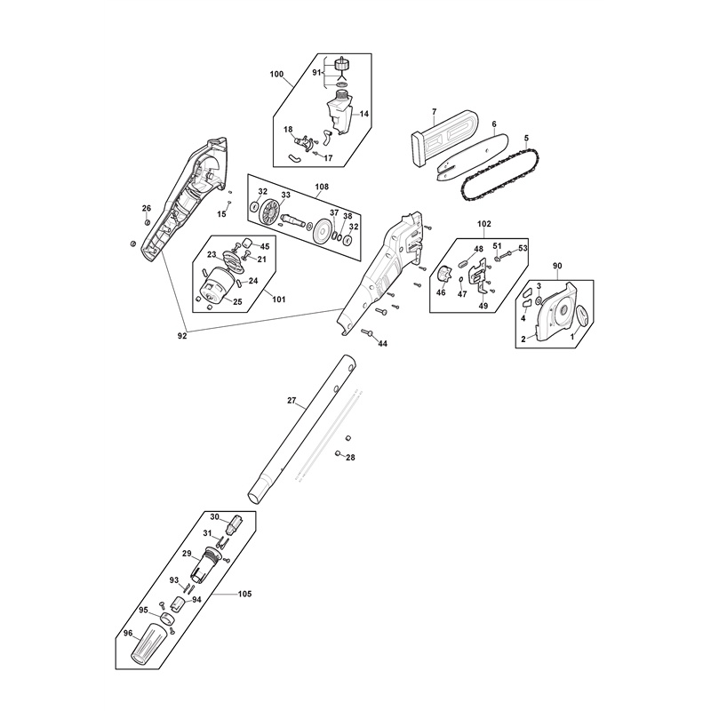 Mountfield MPH 24 Li (277040023-M18 [2019]]) Parts Diagram, Pole Pruner