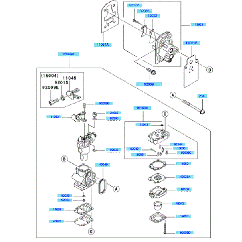 Kawasaki KBH27B (HA027T-BS50) Parts Diagram, Carburetor