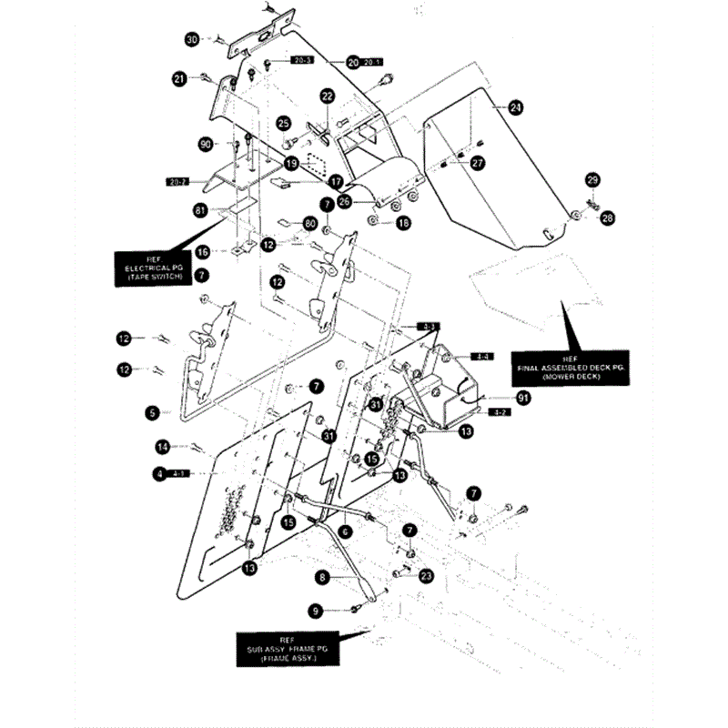 Hayter 13/40 (144S001001-144S099999) Parts Diagram, Rear Chassis assy1