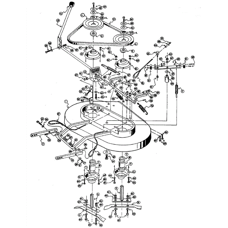  1984-86  S & T SERIES WESTWOOD TRACTORS ( 1984-1986) Parts Diagram, 36" Standard Twin Cutter Deck